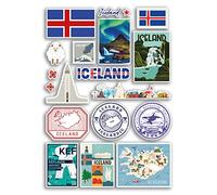 A4 Sticker Sheet Iceland Vinyl Stickers - Icelandic Landmarks City Beach Flag Map Holiday Suitcase Luggage Scrapbook Culture Travel #78885
