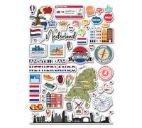 A4 Sticker Sheet Netherlands Landmarks Vinyl Stickers - Holland Amsterdam City Map Languages Flag Travel Holiday Culture Scrapbook #83359