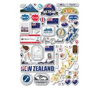 A4 Sticker Sheet New Zealand Landmarks Vinyl Stickers - Wellington City Map Languages Flag Travel Holiday Culture School Scrapbook #83374