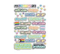 A4 Sticker Sheet Pronoun Vinyl Stickers - Him He She Her They Them Ze Zir Pride Gender Identify LGBTQ Respect Ask Me About My Pronouns Scrapbooking #79131