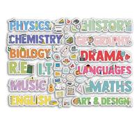 A4 Sticker Sheet School Subjects Vinyl Stickers - Folder Workbook Book Lessons Education Journal Labels Pastel Scrapbooking Sticker #81376