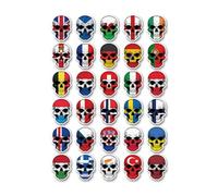 A4 Sticker Sheet Skull Flags Vinyl Stickers - European Europe England Flag Pirate Travel Holiday Adventure Travelling Scrapbook Decal #82146