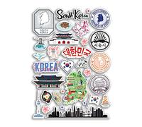 A4 Sticker Sheet South Korea Landmarks Vinyl Stickers - Korean City Map Airport Stamp Skyline Flag Travel Holiday Culture Aesthetic #79991