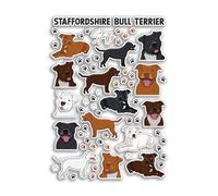 A4 Sticker Sheet Staffy Dog Vinyl Stickers - Staffordshire Bull Terrier Dogs Animal Pets Puppy Cute Cartoon Kids Scrapbooking Gift #81105