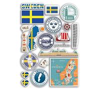 A4 Sticker Sheet Sweden Vinyl Stickers - Stockholm Landmarks City Beach Flag Map Holiday Suitcase Luggage Scrapbook Culture Travel #78883