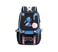 (A4) Stitch Pattern Large Capacity Backpack With Charging Port, Cartoon Theme School Bag