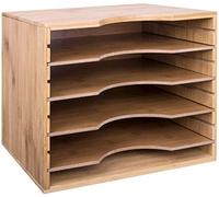 A4 Storage Hygrad Adjustable Files Paper Sorter Organizer Stationery Office Supplies Bamboo Desk Organiser, Desktop File Tray Tidy Documents Holder, Filing Rack for Papers Magazines Folders Letters
