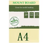 A4 Super Thick 1mm White Card 480gsm Beer Mat Craft Pulp Board for Mounting & Models (20 Sheets)