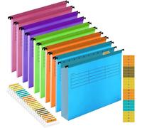 A4 Suspension File, Polypropylene Filing Cabinet Suspension Files with Tabs and Card Inserts A4 Hanging Filing Folders for Office Organization Home Work (10)
