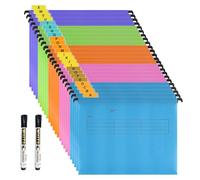 A4 Suspension Files, 24 Pack Polypropylene Filing Cabinet Suspension Files, Filing Folder with Tabs, Card Inserts and Erasable Pen, File Dividers for School Home Work Office Organization (5 Colors)
