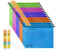 A4 Suspension Files, MerryNine 15PCS Polypropylene Filing Cabinet Suspension Files with Tabs and Card Inserts for School Home Work Office Organization **Check Size Before Ordering**(Mixed Color, A4)