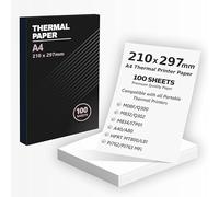A4 Thermal Printer Paper Sheets (210 x 297mm), Thermal Sheets Compatible with Phomemo M832/M834 PJ762/PJ763MFi, HPRT MT800 - Thermal Printer Paper (100 Single Sheets - Thermal Paper)