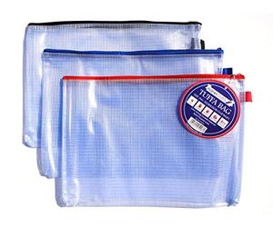 A4 Tuff Bag Zip Wallet Clear Plastic Wallets Zipped Pouch File Pencil Case Folder Water Resistant Reinforced Heavy Duty Mesh Bags (Fits A4-6 Pack)
