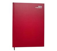 A4 two pages per day 2026 hardback desk diary red restaurant planner
