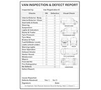 A4 Van Inspection & Defect Check List Report Book - 100 Sheets: 20-Point Daily Walkaround Log for Vans, PSV & Commercial Drivers