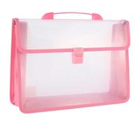 A4 Vertical Storage Bag, Oxford Fabric Organizer, Large Capacity File Holder, Waterproof, Pink Handle, for Students and Office Use