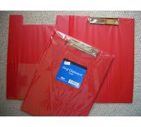 A4 Vinyl Clipboard Cover File Folder Wallet Clip Board Fold over Holder New (Red)
