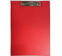 A4 Vinyl Clipboard - Fold Over Cover File Holder Folder Wallet Clip Board Strong (Red)