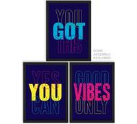 A4 Wall Art And Frame Set of 3 Good Vibes You Got This Yes You Can Artery8 Multi A4