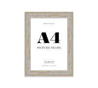 A4 Walnut Woodgrain Picture Frame - Rustic Wood Industrial Effect Photo Frame for Wall Display, Ideal for Posters, Prints & Home Décor, Wall Hooks and Kickstand, 32mm Edge - 1 Pack