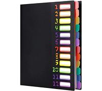 A4 Waterproof Expanding File Folder 12 Pockets Accordion File Organiser Project Folder Plastic Document Paperwork Holder Rainbow Color Music File Folder with Colored Labels for School Office Art
