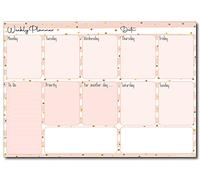 A4 Weekly Planner - 50 Sheet Note Pad with Priority, To Do List & Doodle Notes Sections (Rose Gold Striped)