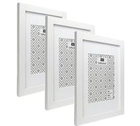A4 White Photo Frames With Mount for A5(8x6) Set Of 3, A4 Oxford Garllery Picture Frame, A5 stylish certificate photo frames with a delicate Wooden grain texture For Wallmounted & Desk Top