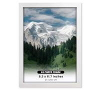 A4 Wooden Photo Frame | 21x29.7cm with Plexiglass Frame | Wall-Mount & Desk Stand - Landscape/Portrait for Family Photos, Art Prints & Posters (White)