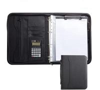 A4 Work Folder Clipboard Folder Padfolio with Notepad Zippered Storage Pouch Presentation Folder and Ring Binder Pockets for Card Passport Tickets