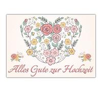 A4 XXL Floral Hearts Wedding Card with Envelope, Elegant Romantic for Wedding Greeting Pop Up Card for Maxi Card of Wide Werk