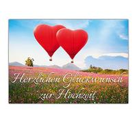 A4 XXL Heart Balloons Wedding Card with Envelope, Elegant Romantic for Wedding Greeting Pop up Card for Maxi Card of Wide Werk