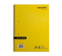 A4 Yellow Spiral Note Pads 8mm Ruled Margin 70 Sheet 140 Pages 80gsm Punch Paper Memory Aid Refill Pad - Pack of 2