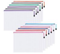 A4 Zip Folders, Lychico Plastic Wallets A4 with Zipper - 12 Pack Waterproof Zip Bags for Documents, 12 Mixed Colours for School, Office, Home Organisation