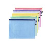 A4 Zip Lock Plastic Document Wallets - 5 Pack Transparent PVC File Folders with Zipper Closure - Waterproof Storage Pouches in Assorted Colours - for School, Office, Stationery & Paper