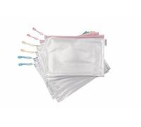 A4 Zip Pouch - Pastel Colours - 6 Pieces, Reinforced Transparent, Document Folder, Zip, Zip Pocket, Mesh Zipper Travel, Small Objects, Documents, 3 Colours, 509000
