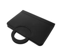 A4 Zipper Portfolio with 3 Ring Binder and Pockets | PU Plastic Metal Build, Card Slots Pen Loops Mesh Pockets Phone Holder, Black Modern Style