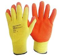 A406 12 Pair Orange Latex Coated Gloves Rubber Work gloves for Builders Gardening Scaffolding work safety gloves (Small/7)
