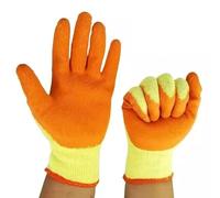 A406 12 Pair Orange Latex Coated Gloves Rubber Work gloves for Builders Gardening Scaffolding work safety gloves (XX-Large/11)