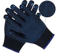 A406 12 Pairs Blue Cotton Protective Work Gloves Non Slip Polka Dotted Nylon PVC Dotted Grip Gloves for Factory Garden Working Warehouse Use (Large-9)