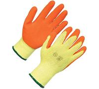 A406 24 Pair Latex Coated Orange Rubber Work Gloves Mens Safety Builders Gardening Scaffolding Mens Safety Gloves (X-Large/10)