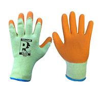 A406 24 Pair Latex Coated Orange Rubber Work Gloves Mens Safety Builders Gardening Scaffolding Mens Safety Gloves (Large/9)