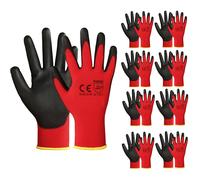 A406 24 Pair Red Nitrile Coated Work Gloves - Buil