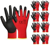 A406 24 Pair Red Work Gloves - Nitrile Coated for Builders, Gardening, Construction, Warehouse Use (X-Large)