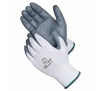 A406 24 Pair work gloves Nitrile Coated White Grey Nylon Safety Work Gloves Garden Gloves Builders Gloves Mens Gardening (Small)