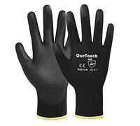 A406 24 Pairs Black Nitrile Coated Work Gloves Nylon Safety Work Gloves Garden Gloves Builders Gloves Mens Gardening (Small/7)
