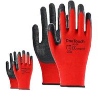 A406 24 Pairs Red Work Gloves Latex coated Crinkled finish Safety Gloves Non Slip Gloves Rubber Gloves for Builder construction gardening Heavy Duty for Construction, Warehouse (Medium-8)