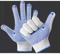 A406 24 Pairs White Cotton Polka Dotted PVC Dotted Gloves Protective Work Gloves Nylon Dotted Grip Gloves for men and women (Medium-8)