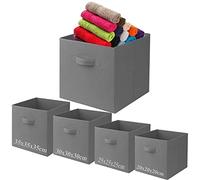 A406 2x Foldable Boxes Storage Cube Boxes Fabric Cubes with Handles Collapsible Organiser Clothes Storage Box (Grey, Large-30x30x30cm)