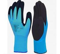 A406 3 Pair Fully Latex coated Work gloves Waterproof Wet Breathable Nylon Grip Safety Work Gloves (Small-7)