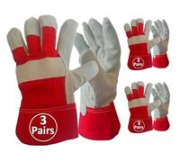 A406 3 Pairs Leather Rigger Work Gloves XL, Heavy Duty Safety Gloves, Reinforced Palm Protective Workwear Gauntlets for Builders, Construction, Gardening, Warehouse, DIY & General Handling